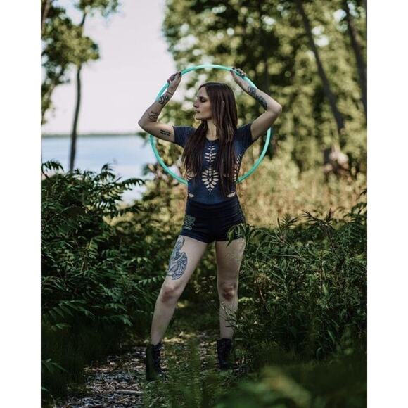 MOON GODDESS - LARGE - Junior/Women's Cut and Weaved Charcoal Grey Leotard, Fun - Picture 10 of 10